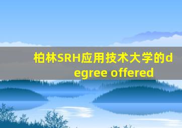 柏林SRH应用技术大学的degree offered